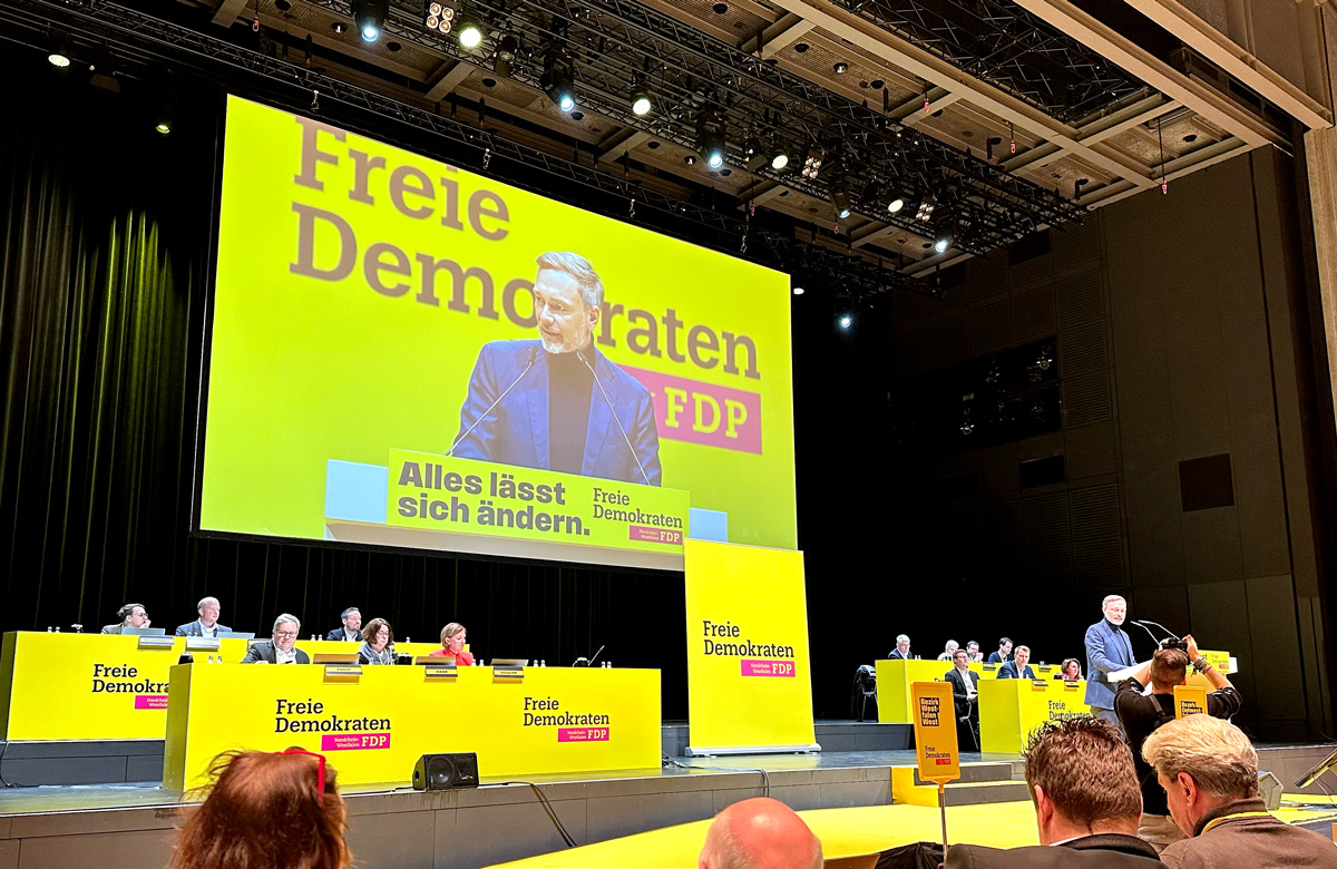 Christian Linder spricht auf Landeswahlversammlung der FDP 2024